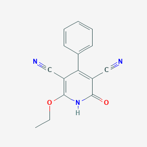 molecular formula C15H11N3O2 B495339 2-Ethoxy-6-hydroxy-4-phenyl-3,5-pyridinedicarbonitrile 