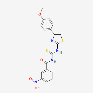 molecular formula C18H14N4O4S2 B4953405 N-({[4-(4-methoxyphenyl)-1,3-thiazol-2-yl]amino}carbonothioyl)-3-nitrobenzamide 