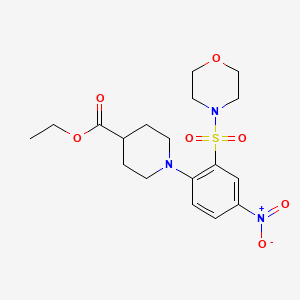 molecular formula C18H25N3O7S B4953414 ethyl 1-[2-(4-morpholinylsulfonyl)-4-nitrophenyl]-4-piperidinecarboxylate 