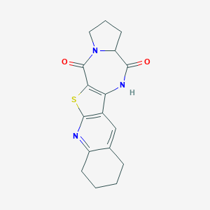 molecular formula C17H17N3O2S B495351 2,3,8,9,10,11-hexahydro-1H-pyrrolo[1'',2'':1',2'][1,4]diazepino[5',6':4,5]thieno[2,3-b]quinoline-5,14(13H,14aH)-dione 