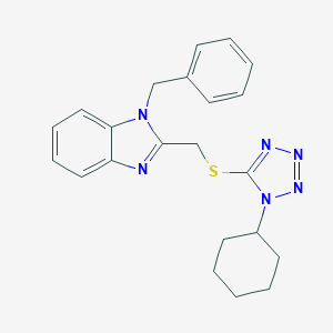 molecular formula C22H24N6S B495355 1-Benzyl-2-(1-cyclohexyl-1H-tetrazol-5-ylsulfanylmethyl)-1H-benzoimidazole 