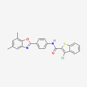 3-chloro-N-[4-(5,7-dimethyl-1,3-benzoxazol-2-yl)phenyl]-1-benzothiophene-2-carboxamide