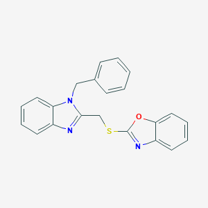 molecular formula C22H17N3OS B495357 2-{[1-Benzylbenzimidazol-2-yl]methylthio}benzoxazole 