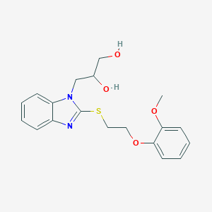 molecular formula C19H22N2O4S B495359 3-{2-[2-(2-Methoxy-phenoxy)-ethylsulfanyl]-benzoimidazol-1-yl}-propane-1,2-diol 