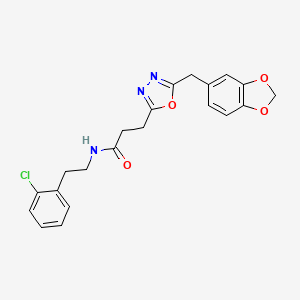 3-[5-(1,3-benzodioxol-5-ylmethyl)-1,3,4-oxadiazol-2-yl]-N-[2-(2-chlorophenyl)ethyl]propanamide