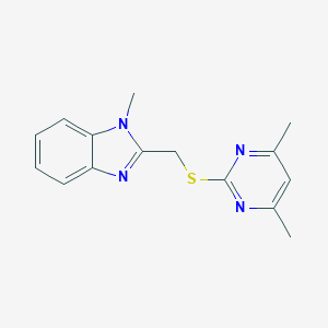 molecular formula C15H16N4S B495363 4,6-Dimethyl-2-[(1-methylbenzimidazol-2-yl)methylthio]pyrimidine CAS No. 329061-90-7