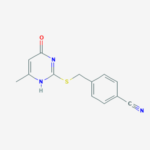 molecular formula C13H11N3OS B495364 4-[(6-methyl-4-oxo-1H-pyrimidin-2-yl)sulfanylmethyl]benzonitrile 