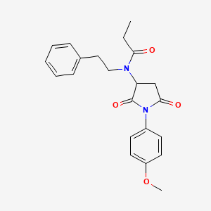 molecular formula C22H24N2O4 B4953745 N-[1-(4-methoxyphenyl)-2,5-dioxopyrrolidin-3-yl]-N-(2-phenylethyl)propanamide 