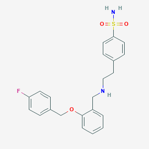 molecular formula C22H23FN2O3S B495383 4-[2-({2-[(4-Fluorobenzyl)oxy]benzyl}amino)ethyl]benzenesulfonamide 