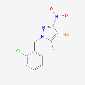 molecular formula C11H9BrClN3O2 B495388 4-bromo-1-(2-chlorobenzyl)-3-nitro-5-methyl-1H-pyrazole 
