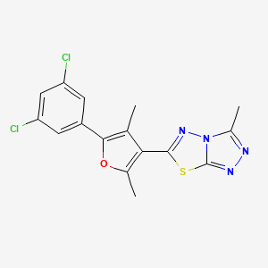 molecular formula C16H12Cl2N4OS B4953919 6-[5-(3,5-dichlorophenyl)-2,4-dimethyl-3-furyl]-3-methyl[1,2,4]triazolo[3,4-b][1,3,4]thiadiazole 