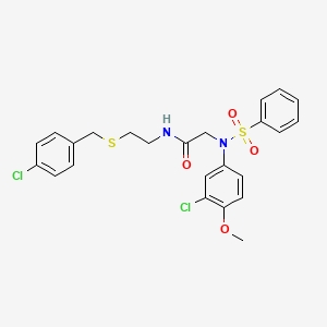 molecular formula C24H24Cl2N2O4S2 B4953948 2-[N-(benzenesulfonyl)-3-chloro-4-methoxyanilino]-N-[2-[(4-chlorophenyl)methylsulfanyl]ethyl]acetamide 