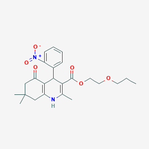 molecular formula C24H30N2O6 B4954012 2-Propoxyethyl 2,7,7-trimethyl-4-(2-nitrophenyl)-5-oxo-1,4,5,6,7,8-hexahydroquinoline-3-carboxylate 