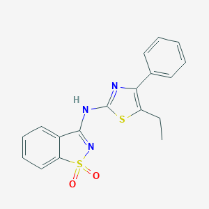 molecular formula C18H15N3O2S2 B495402 N-(5-ethyl-4-phenyl-1,3-thiazol-2-yl)-1,2-benzothiazol-3-amine 1,1-dioxide CAS No. 847587-44-4