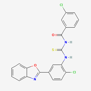 molecular formula C21H13Cl2N3O2S B4954021 N-{[5-(1,3-benzoxazol-2-yl)-2-chlorophenyl]carbamothioyl}-3-chlorobenzamide 