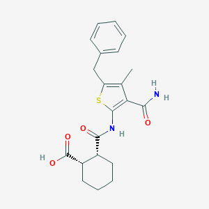 molecular formula C21H24N2O4S B495418 2-({[3-(Aminocarbonyl)-5-benzyl-4-methylthien-2-yl]amino}carbonyl)cyclohexanecarboxylic acid 