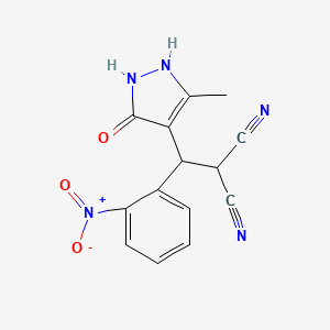 [(5-hydroxy-3-methyl-1H-pyrazol-4-yl)(2-nitrophenyl)methyl]propanedinitrile