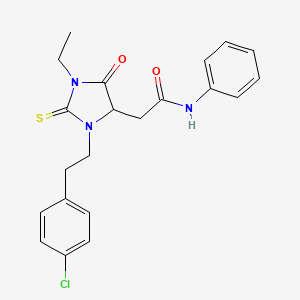 2-{3-[2-(4-chlorophenyl)ethyl]-1-ethyl-5-oxo-2-thioxoimidazolidin-4-yl}-N-phenylacetamide