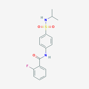 molecular formula C16H17FN2O3S B495425 2-fluoro-N-[4-(propan-2-ylsulfamoyl)phenyl]benzamide 