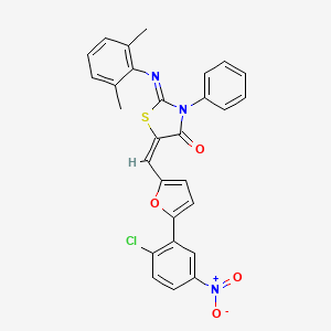 (5E)-5-[[5-(2-chloro-5-nitrophenyl)furan-2-yl]methylidene]-2-(2,6-dimethylphenyl)imino-3-phenyl-1,3-thiazolidin-4-one