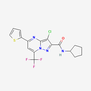 molecular formula C17H14ClF3N4OS B4954303 3-chloro-N-cyclopentyl-5-(2-thienyl)-7-(trifluoromethyl)pyrazolo[1,5-a]pyrimidine-2-carboxamide 