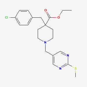 ethyl 4-(4-chlorobenzyl)-1-{[2-(methylthio)-5-pyrimidinyl]methyl}-4-piperidinecarboxylate