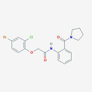 molecular formula C19H18BrClN2O3 B495438 2-(4-bromo-2-chlorophenoxy)-N-[2-(1-pyrrolidinylcarbonyl)phenyl]acetamide 