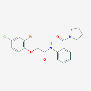 molecular formula C19H18BrClN2O3 B495442 2-(2-bromo-4-chlorophenoxy)-N-[2-(1-pyrrolidinylcarbonyl)phenyl]acetamide 