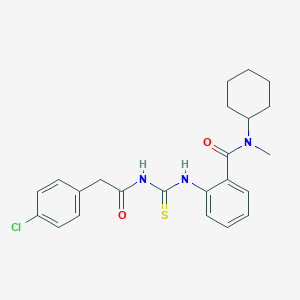 molecular formula C23H26ClN3O2S B495458 2-({[(4-chlorophenyl)acetyl]carbamothioyl}amino)-N-cyclohexyl-N-methylbenzamide 