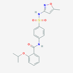 molecular formula C20H21N3O5S B495466 2-isopropoxy-N-(4-{[(5-methyl-3-isoxazolyl)amino]sulfonyl}phenyl)benzamide 