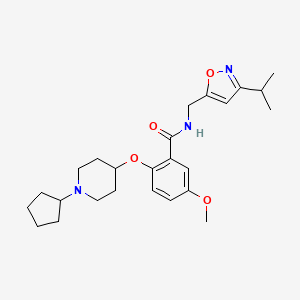 molecular formula C25H35N3O4 B4954662 2-[(1-cyclopentyl-4-piperidinyl)oxy]-N-[(3-isopropyl-5-isoxazolyl)methyl]-5-methoxybenzamide 