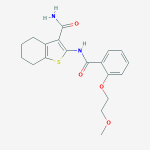 molecular formula C19H22N2O4S B495467 2-{[2-(2-Methoxyethoxy)benzoyl]amino}-4,5,6,7-tetrahydro-1-benzothiophene-3-carboxamide 