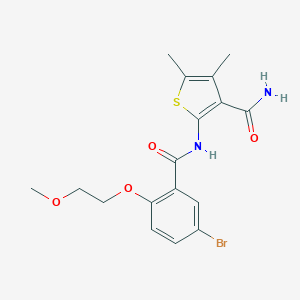 molecular formula C17H19BrN2O4S B495477 2-{[5-Bromo-2-(2-methoxyethoxy)benzoyl]amino}-4,5-dimethyl-3-thiophenecarboxamide 