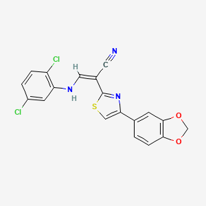 2-[4-(1,3-benzodioxol-5-yl)-1,3-thiazol-2-yl]-3-[(2,5-dichlorophenyl)amino]acrylonitrile