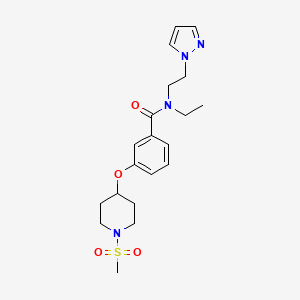 molecular formula C20H28N4O4S B4954819 N-ethyl-3-{[1-(methylsulfonyl)-4-piperidinyl]oxy}-N-[2-(1H-pyrazol-1-yl)ethyl]benzamide 