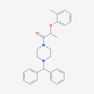 molecular formula C27H30N2O2 B495482 1-[4-(Diphenylmethyl)piperazin-1-yl]-2-(2-methylphenoxy)propan-1-one 