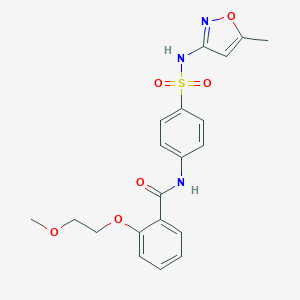 molecular formula C20H21N3O6S B495483 2-(2-methoxyethoxy)-N-(4-{[(5-methyl-3-isoxazolyl)amino]sulfonyl}phenyl)benzamide 