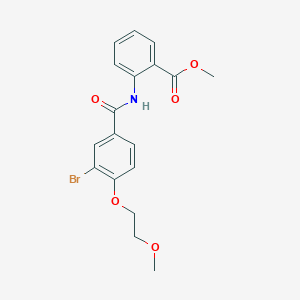 molecular formula C18H18BrNO5 B495484 Methyl 2-{[3-bromo-4-(2-methoxyethoxy)benzoyl]amino}benzoate 