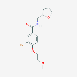 molecular formula C15H20BrNO4 B495495 3-bromo-4-(2-methoxyethoxy)-N-(tetrahydro-2-furanylmethyl)benzamide 