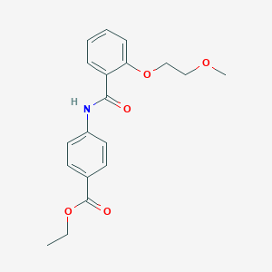 molecular formula C19H21NO5 B495496 Ethyl 4-{[2-(2-methoxyethoxy)benzoyl]amino}benzoate 
