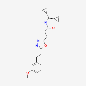 molecular formula C22H29N3O3 B4955019 N-(dicyclopropylmethyl)-3-{5-[2-(3-methoxyphenyl)ethyl]-1,3,4-oxadiazol-2-yl}-N-methylpropanamide 