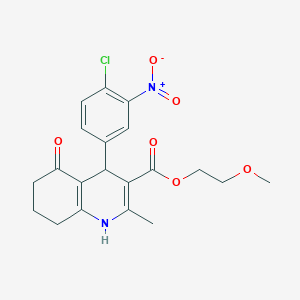 molecular formula C20H21ClN2O6 B4955070 2-methoxyethyl 4-(4-chloro-3-nitrophenyl)-2-methyl-5-oxo-1,4,5,6,7,8-hexahydro-3-quinolinecarboxylate 