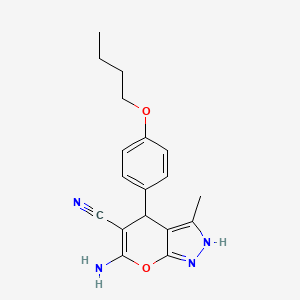 6-amino-4-(4-butoxyphenyl)-3-methyl-1,4-dihydropyrano[2,3-c]pyrazole-5-carbonitrile