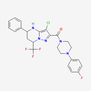 molecular formula C24H22ClF4N5O B4955139 3-chloro-2-{[4-(4-fluorophenyl)-1-piperazinyl]carbonyl}-5-phenyl-7-(trifluoromethyl)-4,5,6,7-tetrahydropyrazolo[1,5-a]pyrimidine 