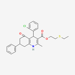 2-(ethylthio)ethyl 4-(2-chlorophenyl)-2-methyl-5-oxo-7-phenyl-1,4,5,6,7,8-hexahydro-3-quinolinecarboxylate