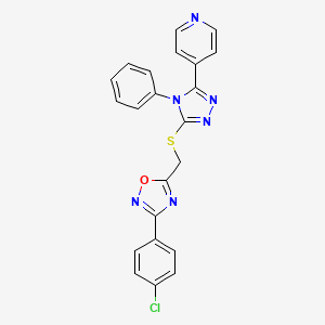 molecular formula C22H15ClN6OS B4955186 4-[5-({[3-(4-chlorophenyl)-1,2,4-oxadiazol-5-yl]methyl}thio)-4-phenyl-4H-1,2,4-triazol-3-yl]pyridine 