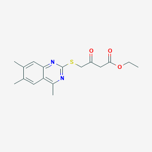 molecular formula C17H20N2O3S B4955229 ethyl 3-oxo-4-[(4,6,7-trimethyl-2-quinazolinyl)thio]butanoate 