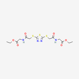 molecular formula C14H20N4O6S3 B4955233 diethyl 2,2'-{1,3,4-thiadiazole-2,5-diylbis[thio(1-oxo-2,1-ethanediyl)imino]}diacetate 