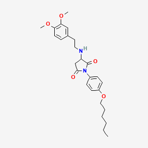 molecular formula C26H34N2O5 B4955245 3-{[2-(3,4-dimethoxyphenyl)ethyl]amino}-1-[4-(hexyloxy)phenyl]-2,5-pyrrolidinedione 