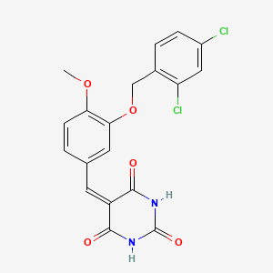 molecular formula C19H14Cl2N2O5 B4955257 5-{3-[(2,4-dichlorobenzyl)oxy]-4-methoxybenzylidene}-2,4,6(1H,3H,5H)-pyrimidinetrione 